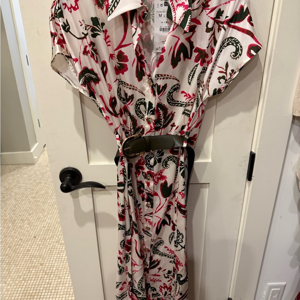 Zara Red and Green Patterned Dress